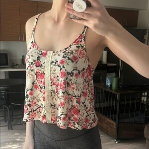 Floral Lace Trim Women's Top